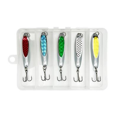5Pcs Fishing Spoons Lures Metal Lures Baits Set Fishhooks Trouts Casting Spinner Spoon Fish Baits with Steel Treble Hook