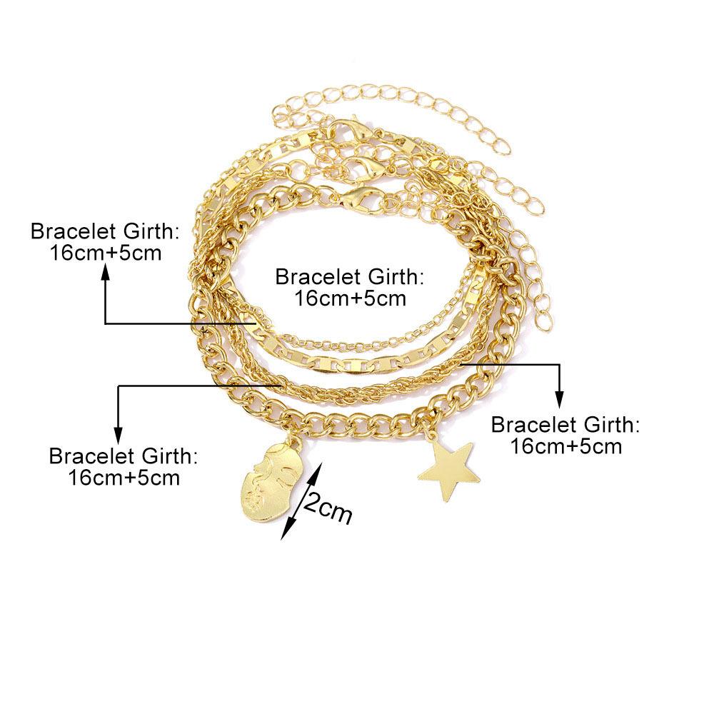Charm Stackable Bracelet Suitable For Daily Wear A Gift 4pcs/set For Holidays Simple Vacation Women's Star Classic Chain Design