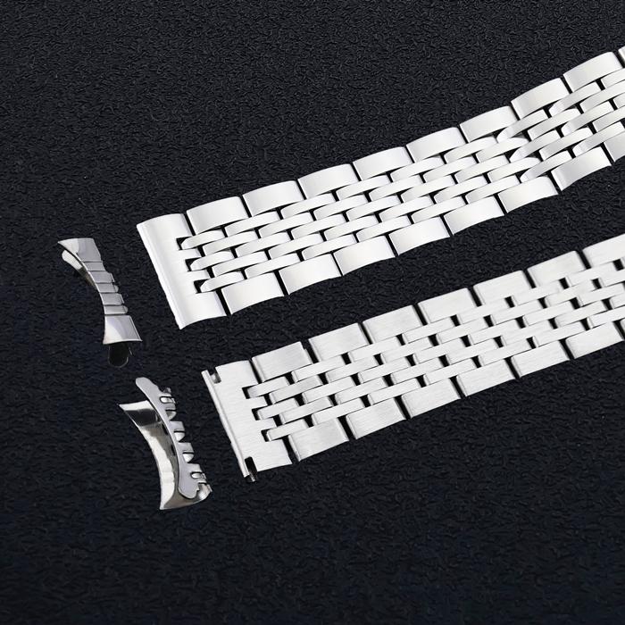 Stainless Steel Seven-Bead Watch Strap for Tissot T41, Elbow 12-24mm