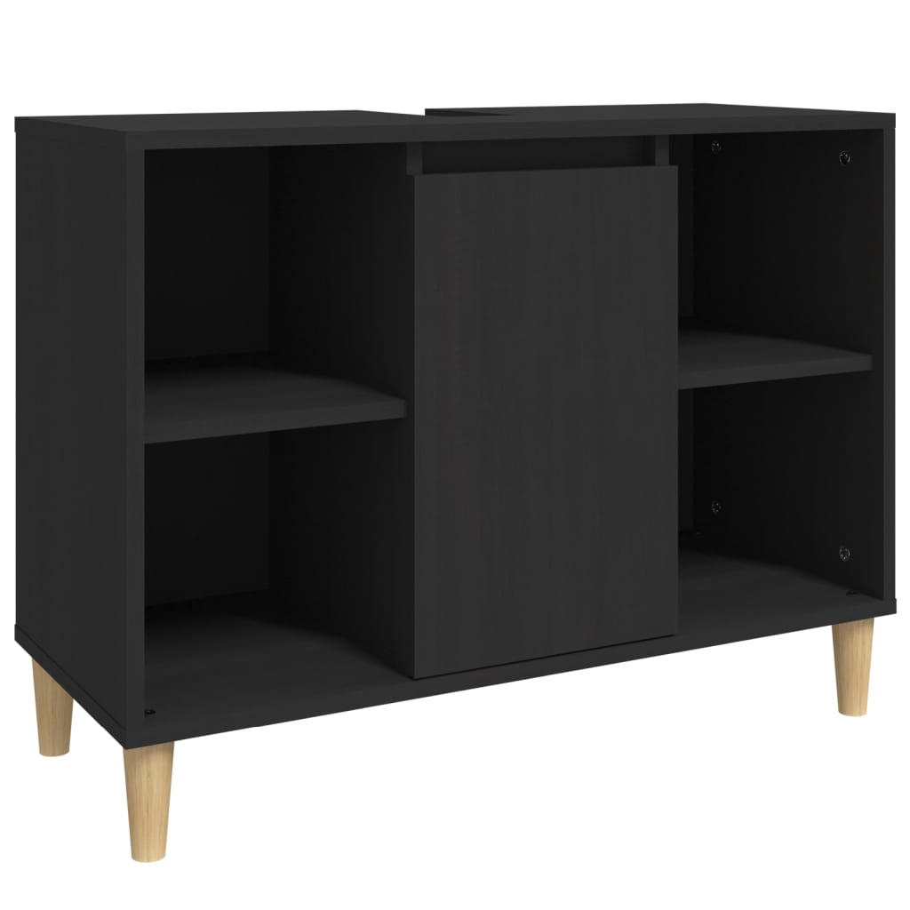 Schrank Unter Dem Waschbecken, Unterschrank, Schwarz, 80x33x60 Cm