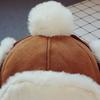 0-2 Years Baby Boys Hat Plush Lining Ear Flap Autumn Winter Infant Thick Warm Plush Ball Cap for Daily Wear