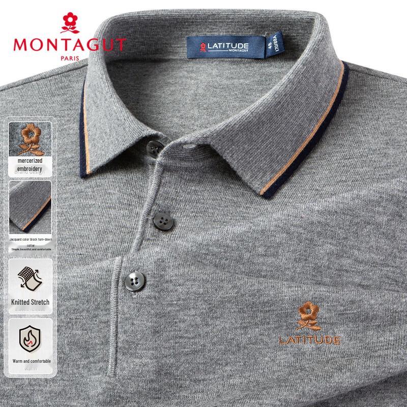 Мужской трикотажный свитер MONTAGUT с воротником поло на осень/зиму XL