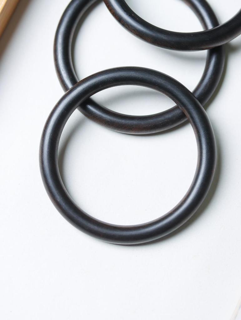 Ethnic Style Wenwan Jewelry - Blood Sandalwood, Green Sandalwood, Ebony, Rosewood, and Agarwood Thin Bangle Bracelet (0.8 Round Bar).