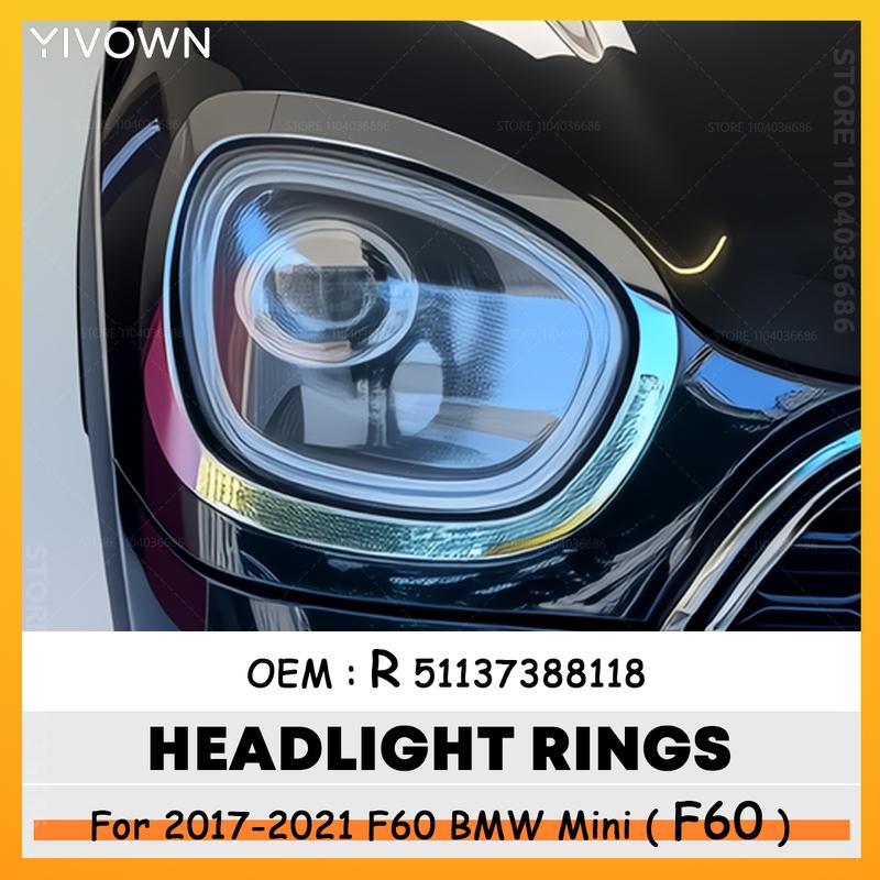 For 2017-2021 F60 BMW Mini Cooper Countryman Chrome Headlight Trims Cover Rings Chrome Trim 51137388117 51137388118