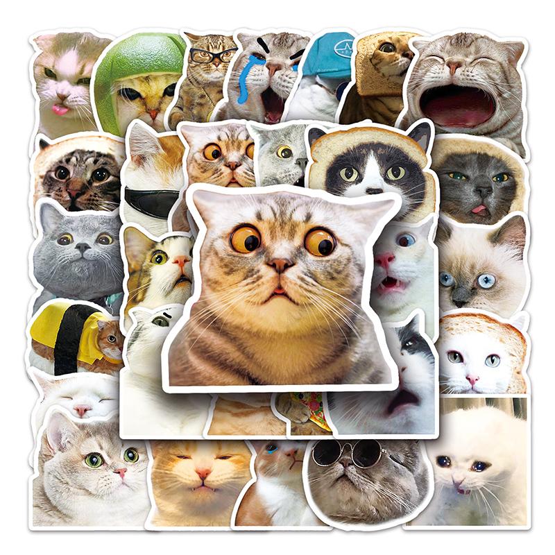 Cute Cat Memes Sticker DIY Scrapbook Stickers Cartoon Sticker for Skateboard Luggage Laptop School Stationery Kawaii Sticker