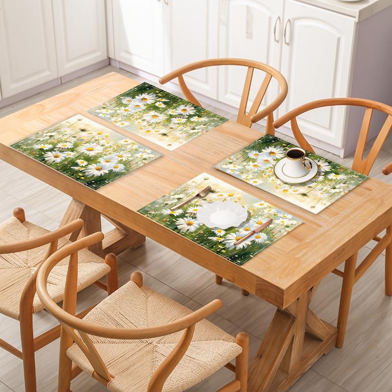 Fresh Daisy Countryside Style Meal Mat Insulation Table Mat Home Kitchen Dining Room Desktop Decoration Accessories