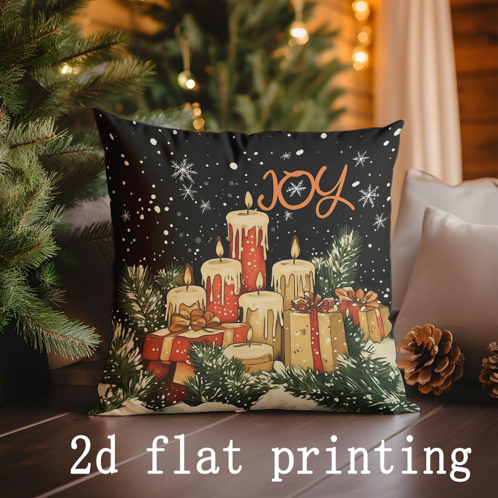 Home Decor Christmas Cat & Decorative Pillow Covers Pattern Cushion Cover Suitable for Sofa Bedroom Car Pillow Cover