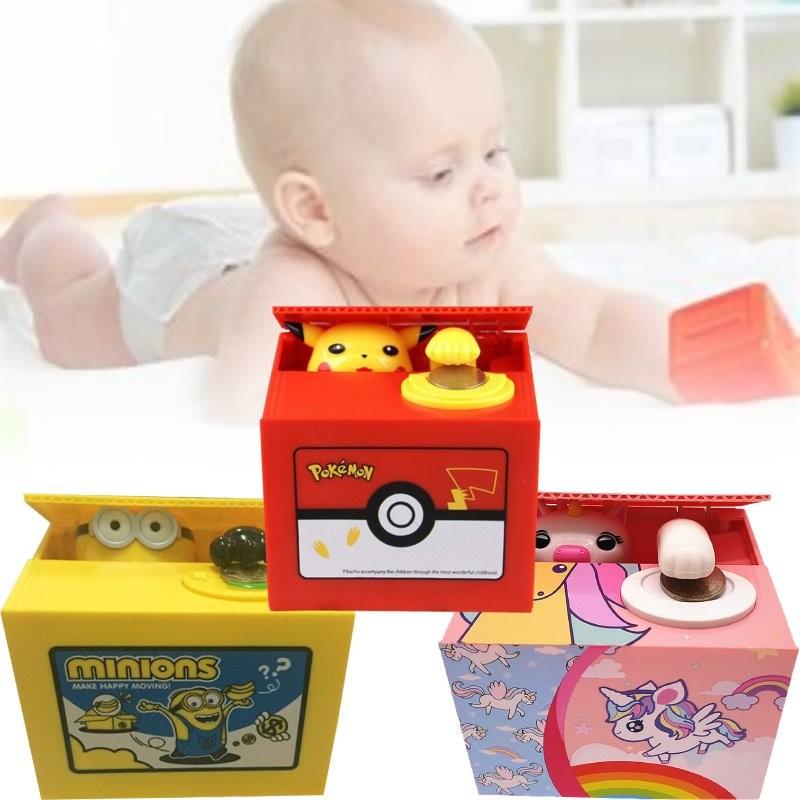 Whimsical Cartoon Style Money Thief Cat Piggy Bank Colorful Kids Savings Bank Delight