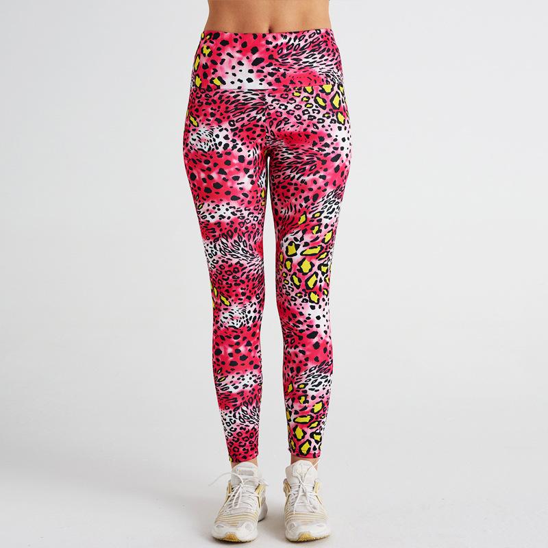 

Новые розовые леопардовые спортивные штаны с принтом, штаны для йоги, модные спортивные штаны, женские леггинсы с принтом S