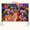 2D Flat Banner [Party Banner, Flag] - Made of Polyester, with a Mexican Day of the Dead Theme Background Fabric.zyc