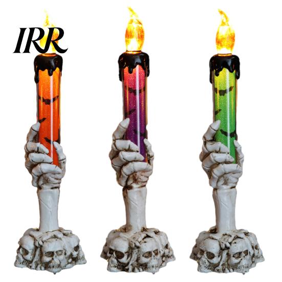 Flameless Flickering Candle Lamps Halloween LED Ghost Light, Spooky Hand Lamp Secret Room Scary Decor Tabletop Decor, Horror Light for Party