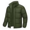 Mens Solid Thick Cotton Puffer Coat Winter Warm Casual Stand Collar Jacket
