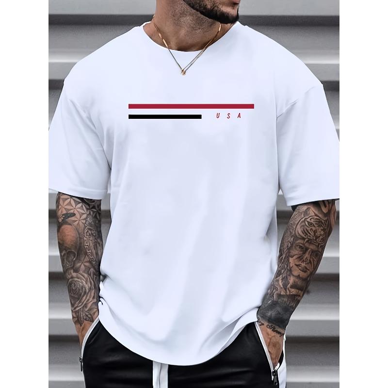 European sizes Men'S Casual T-Shirt Crew Neck Print Casual Fit For Men Short Sleeve Tops