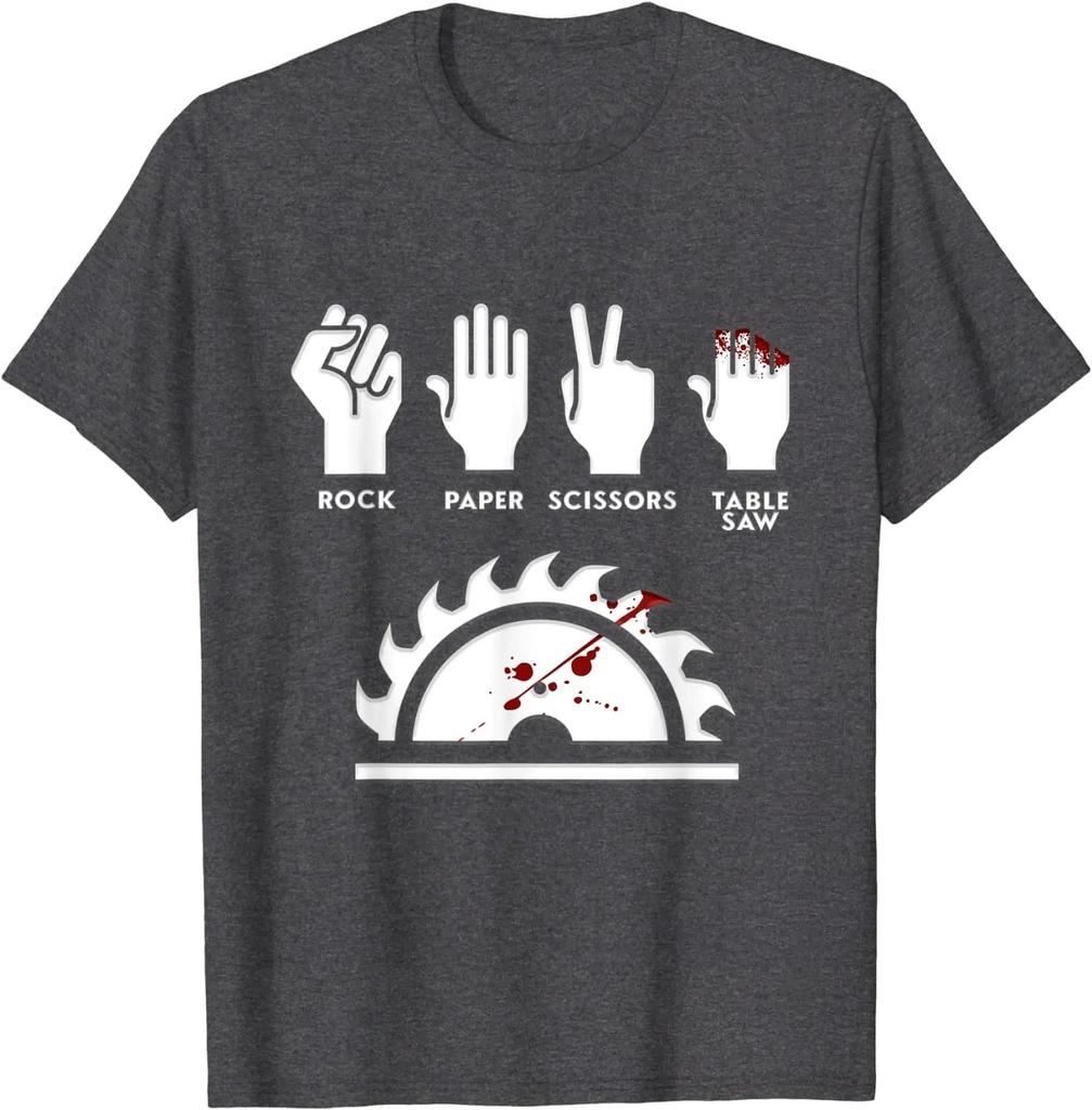 Rock Paper Scissors Table Saw Funny Carpenter T-Shirt Prevailing Men's Tees Normal Top T-shirt Plus Size Unisex Best Selling Top
