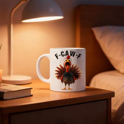 Tazza Gallo F-Caw-F Tazza da Caffè in Ceramica 400ml Tazza da Tè con Messaggio Nascosto Regalo Sarcastico per Amanti di Tè e Caffè