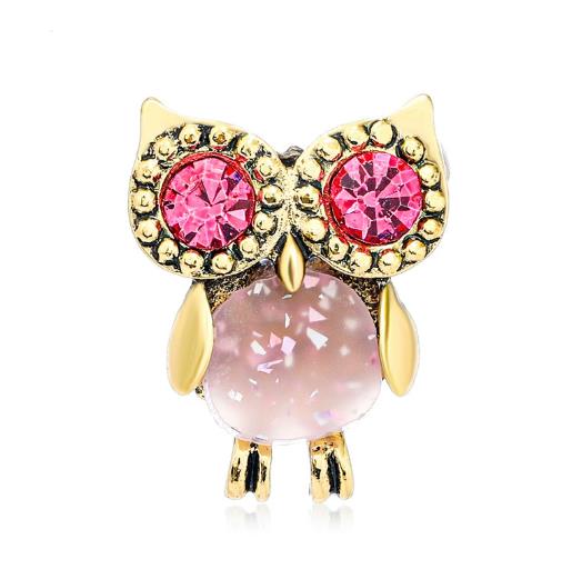 Fashionable and personalized alloy diamond studded owl animal brooch for both men women, popular chest accessories