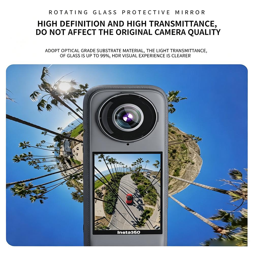 9H Hardness HD Clear Glass Rotatable Lens Guards Anti-Scratch Protective Cover Lens Accessory For Insta360 X4 360 Degree Panoramic Sport Action Camera