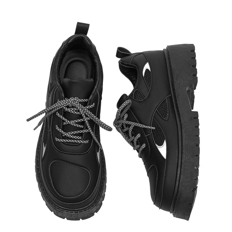 Autumn business casual British black big head heightening leather shoes sports trendy shoes