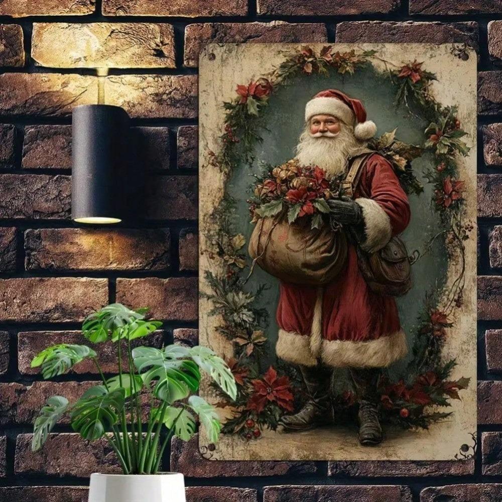 Vintage Metall Weihnachts-Wanddeko Weihnachtsmann Schild Feiertagsgeschenk für Zuhause Bar Büro