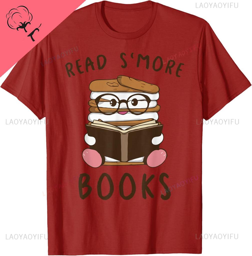Read Smore Books Camping Reading Books Lover Camper TShirt Cotton Mens Clothing Print on Demand Graphic T Shirts Camiseta