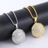 Gold-Plated Titanium Steel Hip-Hop Necklace with Diamond Basketball Pendant