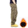Winter Mens Cargo Pants Fleece Warm Trousers Cotton Pants Insulated Hiking Running Pants Man Multiple Pockets