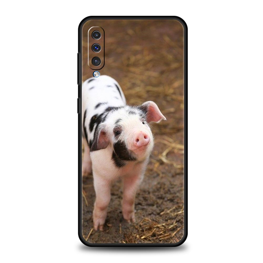 Cute little Pink Pig Phone Case For Samsung A54 A52 A24 A14 A50 A70 A10 A40 A20S A20E A06 A12 A22 A34 A42 A32 5G A04s A16 Cover