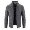 Men S Long Sleeve Thick Knit Cardigan Casual Stand Collar Sweater