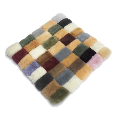 Scandinavian Style Shearling Cushion Made of Australian Leather Elegant Luxury Cushion 40 X 40cm Shearling Seat Cushion Colorful Mosaic Pattern Carved