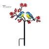 Elegant Yard Decoration Posts Metal Bird Garden Stake Decor, Weather Resistant Printed Flat Art Ornament, Rustproof Planter Non-fading Pot Insert for