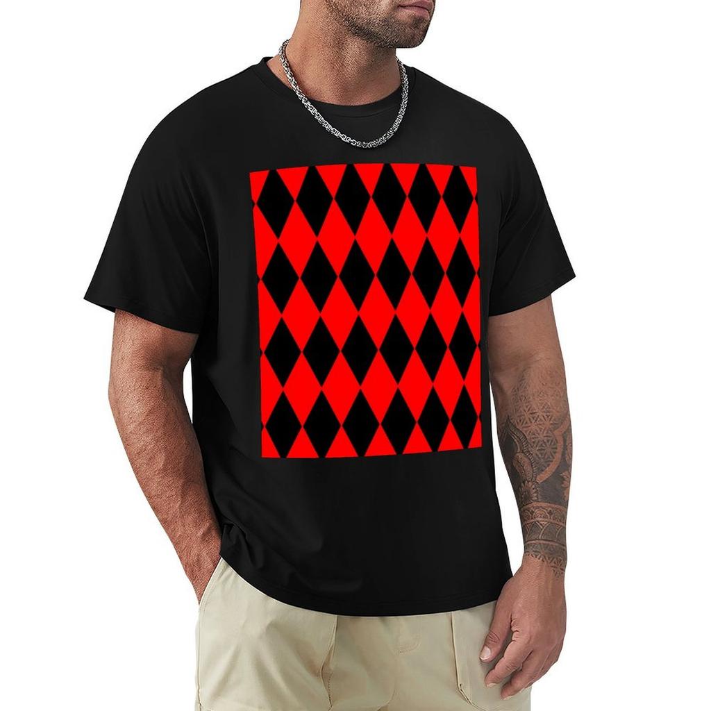 Red And Black Harlequin Tshirt Soft Cotton Print Tshirt