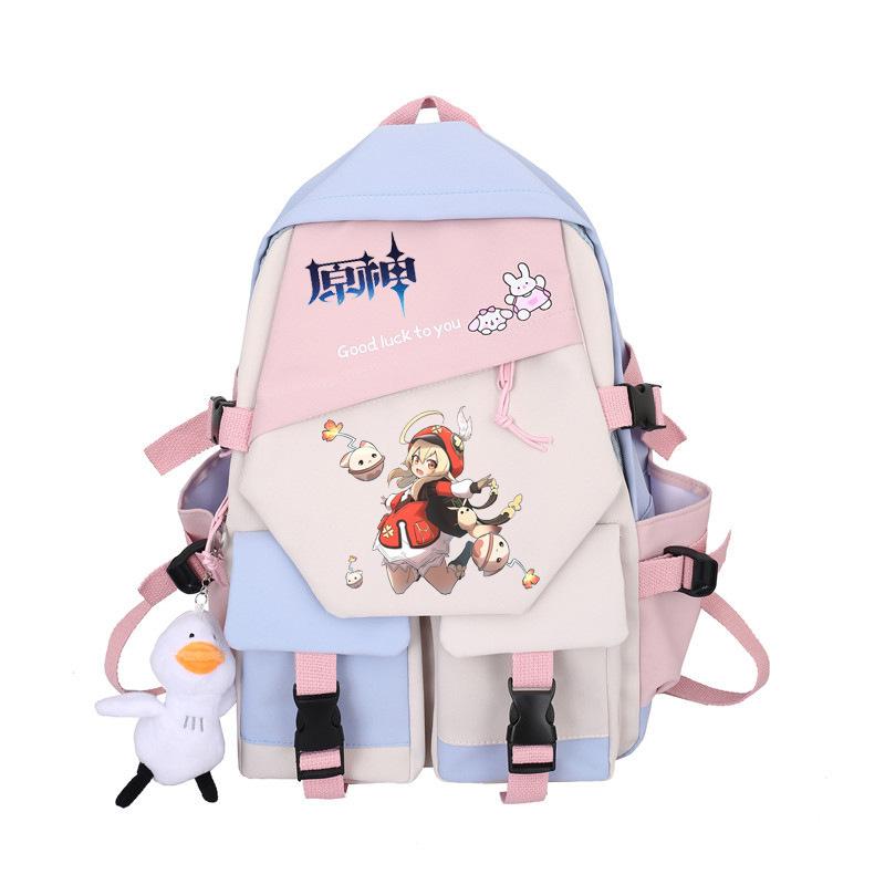 Large Capacity Schoolbag with Shoulder Strap; Student Three-piece Pencil Case Set