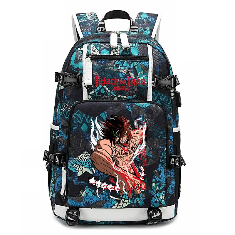 Attack on Titan Print School Backpack Large Capacity Travel Bookbag for Kids Boys Girls