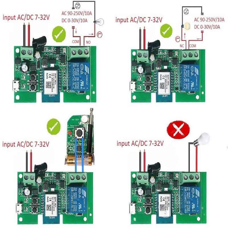 Tuya Single-Channel Smart WiFi Switch Module, 5V/12V, Inching & Self-Locking, Alexa Compatible