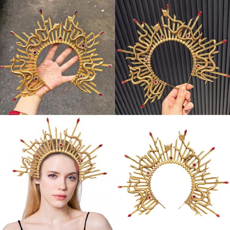 Antique Snake Hairband Spiked Hairhoop For Women Girl Theme Event Gathering Crowns Headpiece for Daily Party Styling
