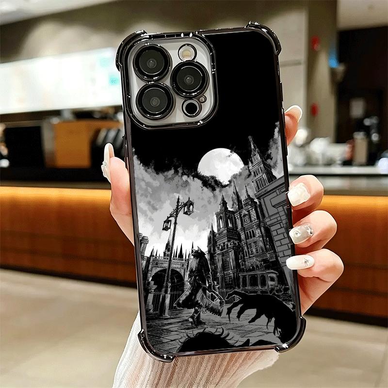 B-Bloodborne Game Plating Phone Case For Iphone 16 17 Pro Max Air 16E 14 15 Plus 12 13 Mini Anti-Fall Airabag Cover