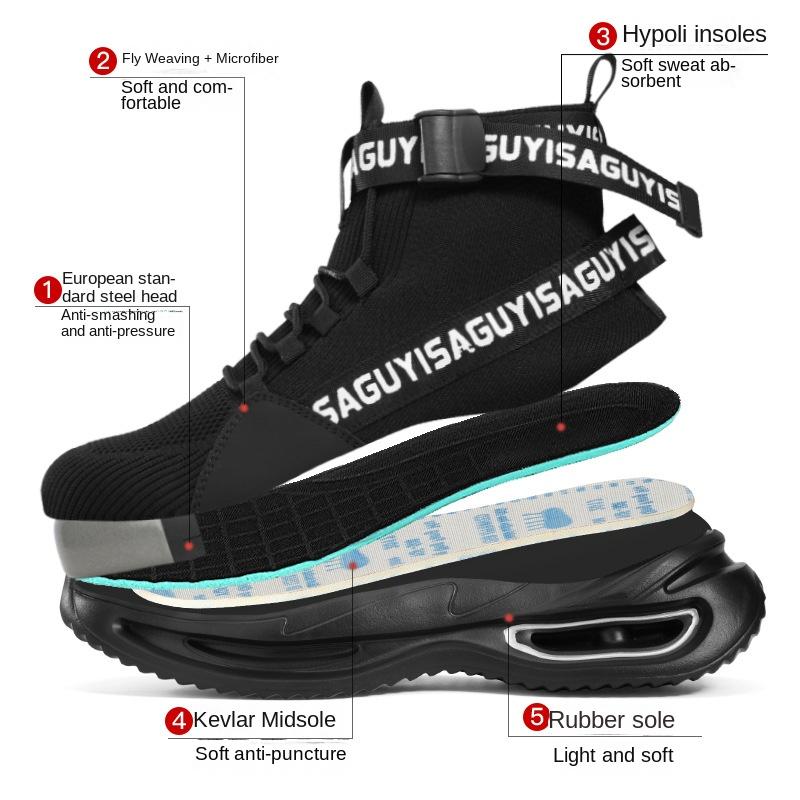 Anti-smashing and Anti-piercing Labor Insurance Shoes for Men, Lightweight, Comfortable and Wear-resistant Work Protective Safety Shoes