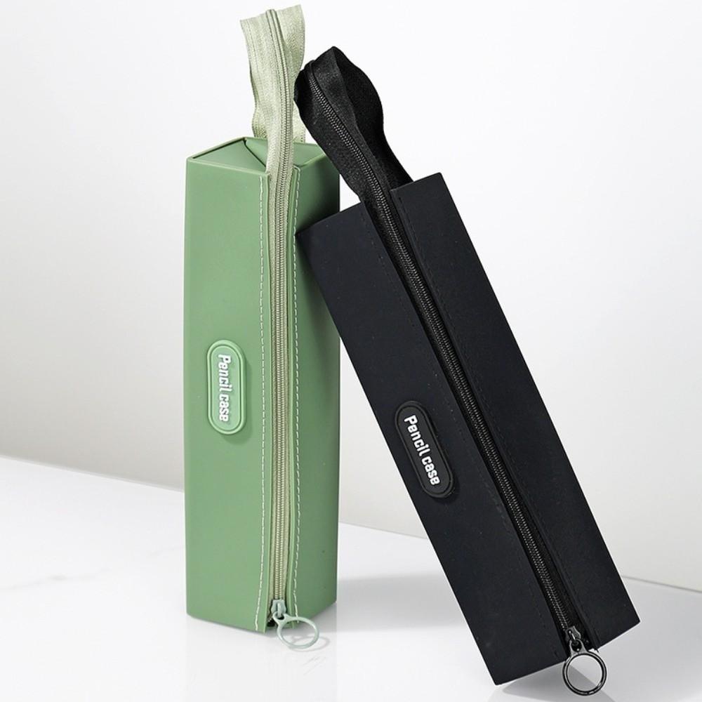 Rectangular Silicone Pencil Case Zipper Pencil Bag Makeup Bag Stationery Organizer Girls Boys