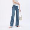 Soft, thin, comfortable, slimming wide leg pants for women, mesh power elastic high waisted straight leg denim floor pants for women
