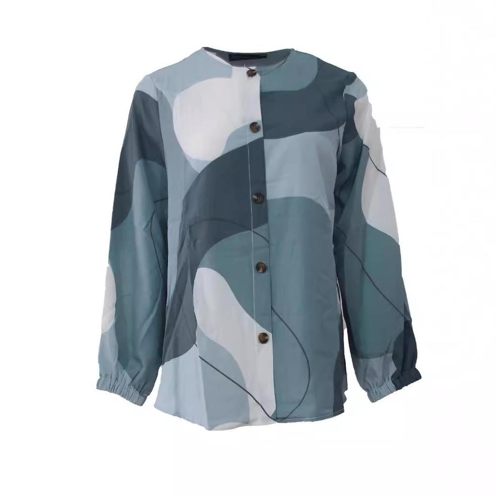2023 Women's Floral Bubble Sleeve Muslim Top