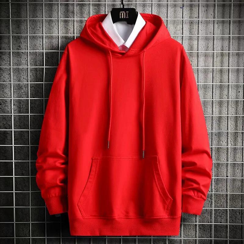 Men's Autumn Lightweight Hong Kong Style Loose Fit Hooded Sweatshirt, Large Size In 280g Combed Cotton.