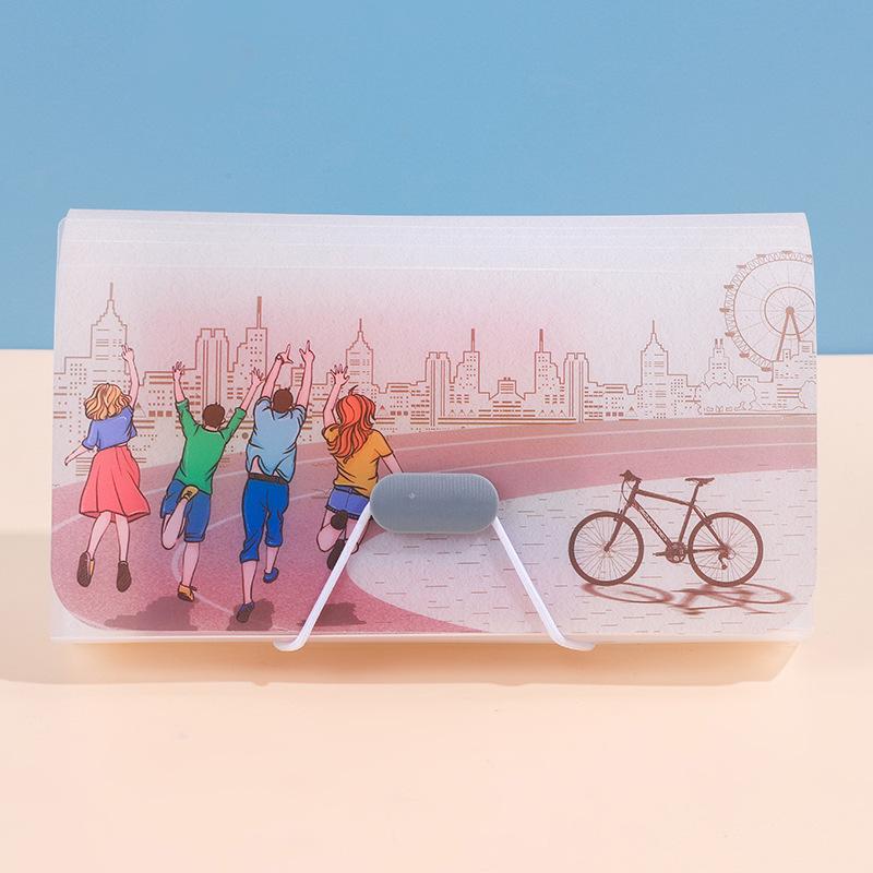 A6 Mini Regenbogen Akkordeon Tasche: Kunststoff-Klemmmappe & Rechnungsmappe mit 13 Fächern