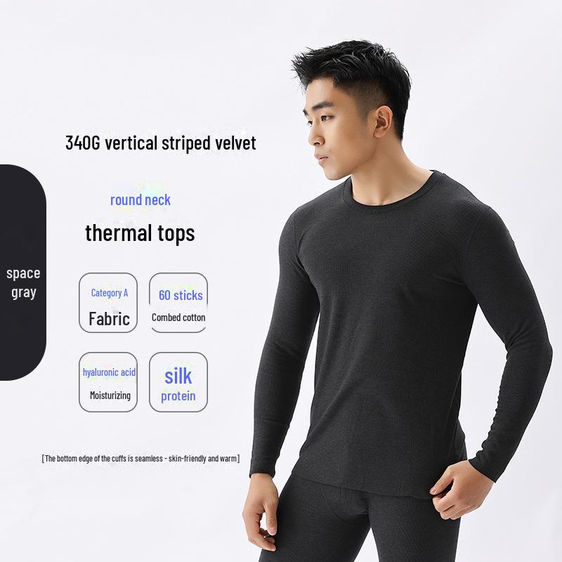 Herren Deutscher Samt Thermo Unterwäsche Set - Nahtlos, Antibakteriell, Übergröße für Herbst/Winter