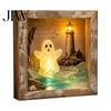 Decorative Seasonal Lights Halloween Lighted Frame Ornaments, Light Up Shadow Box, Warm Accents Atmosphere LED for Home Living Room Bedroom