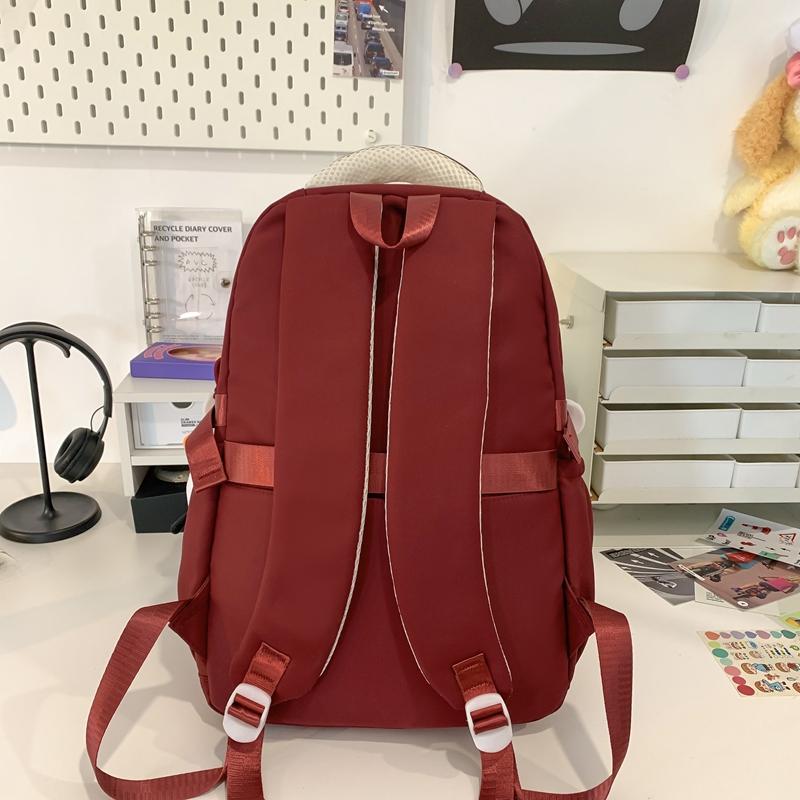 Student Grade 3-6 Schoolbag Women's Large Capacity Cartoon Backpack Campus Color Block Backpack