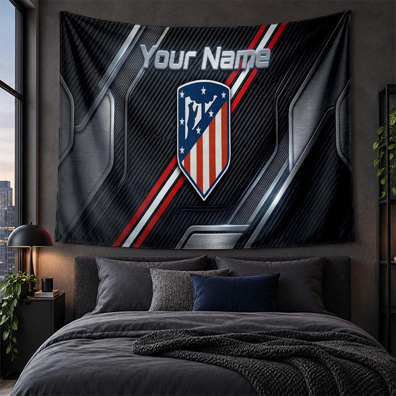 Personalized Tapestry Wall Hanging Atletico Madrid FC Pattern Art Background Cloth