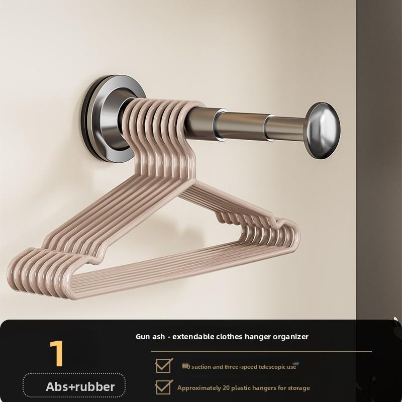 Suction Cup Balcony Clothes Rack Storage Artifact Multifunctional Hook Telescopic Clothes Rack Wall Shelf