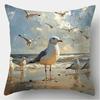 Home Decor Seagulls On Beach Coastal Art Pillow Covers Pattern Cushion Cover Suitable For Sofa Bedroom Car Pillow Cover