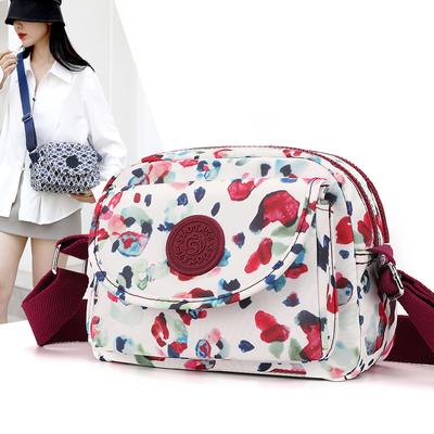 Printed Nylon Shoulder Bag Flower Bag Multi-Compartment Small Square Bag Multi-Layer Bag