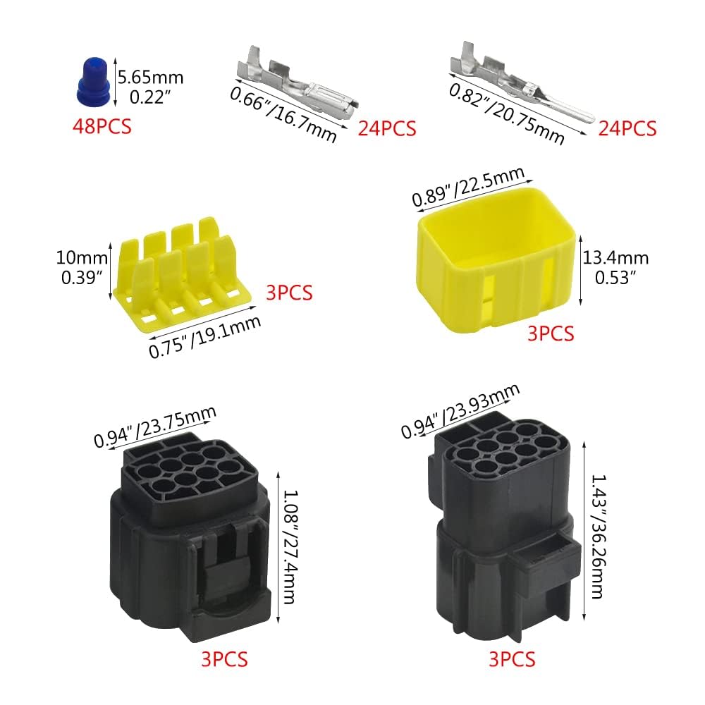 WMYCONGCONG 3 Kit 8 Pin 8 Pin Waterproof Wire Connector